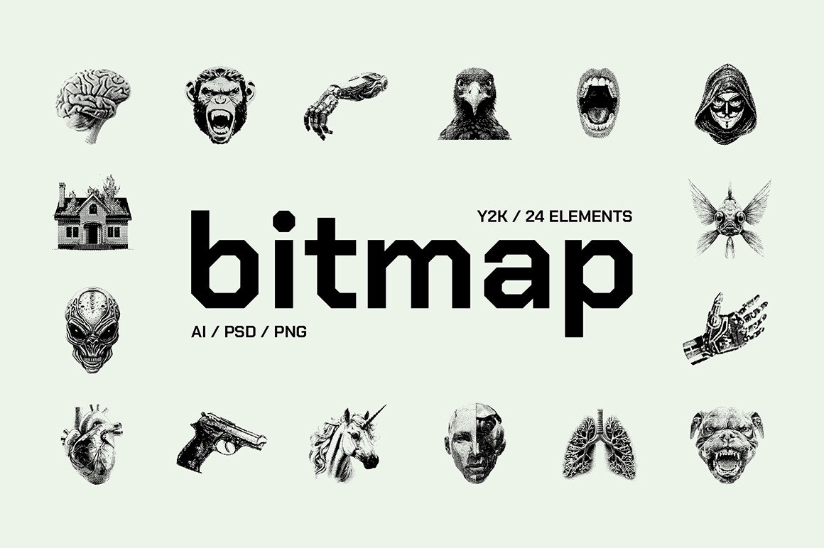Y2K Dithering Bitmap Elements Y2K Dithering Bitmap Elements