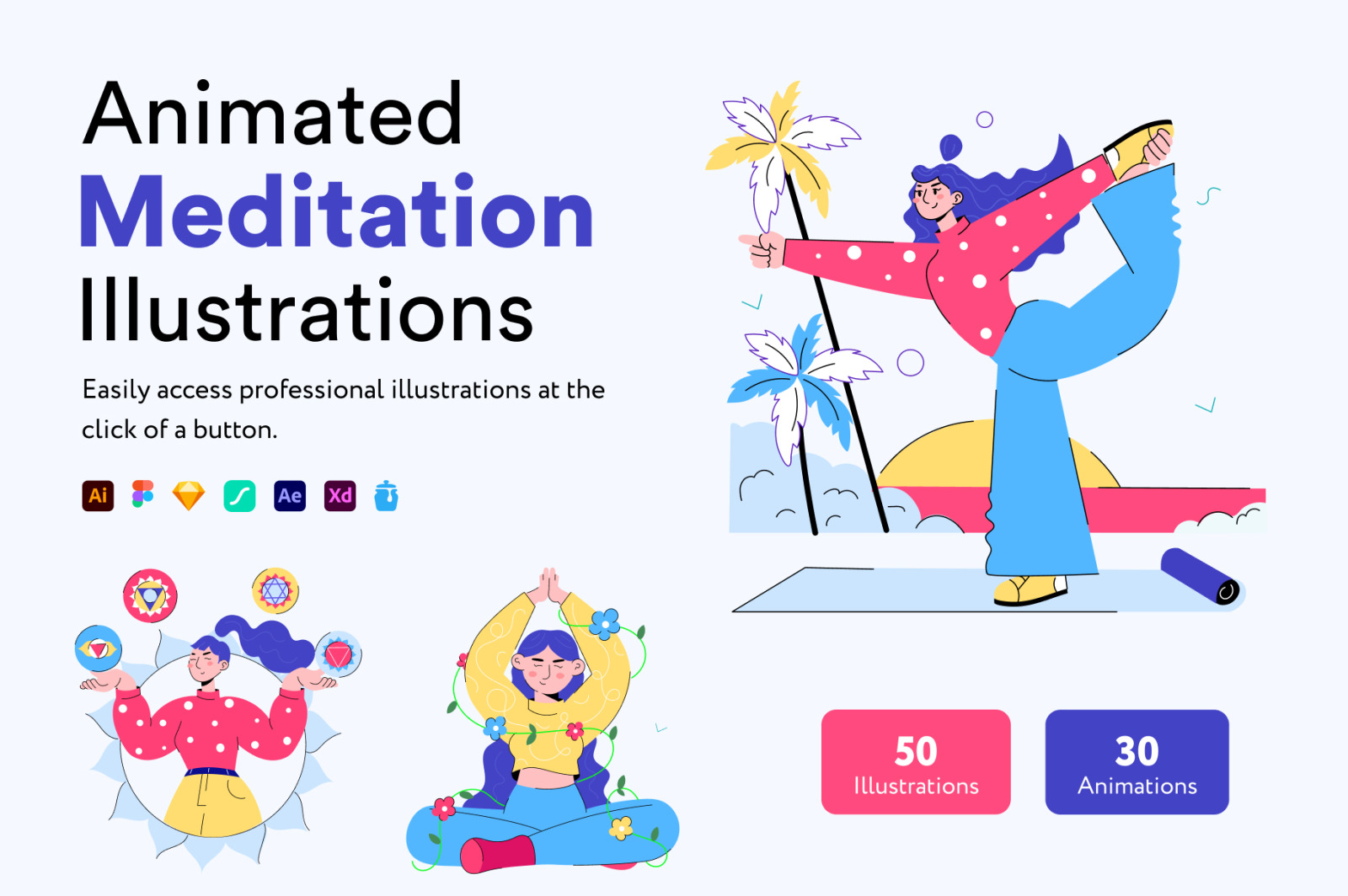 Meditation Mini Illustration Set Meditation Mini Illustration Set