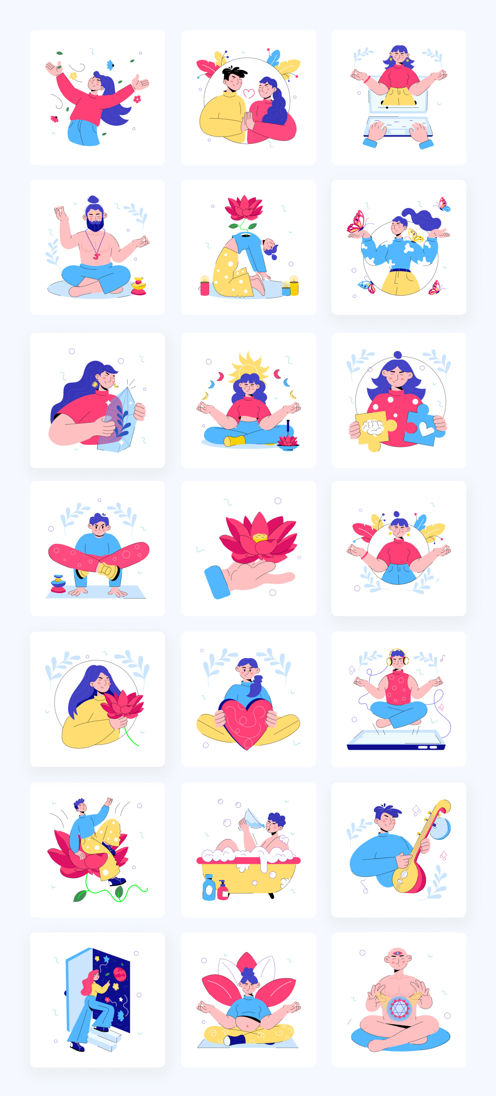 Meditation Mini Illustration Set Meditation Mini Illustration Set