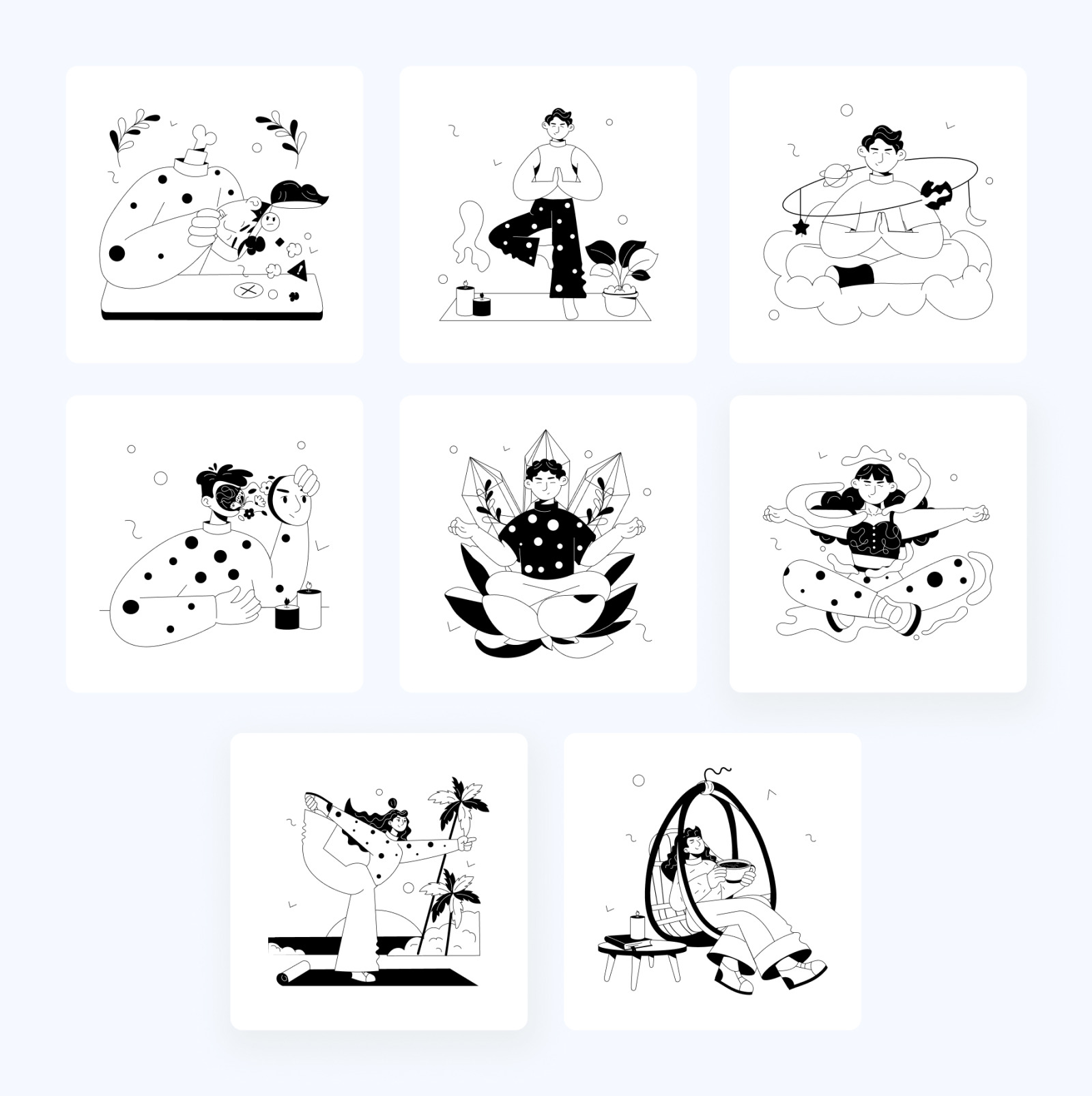 Meditation Mini Illustration Set Meditation Mini Illustration Set