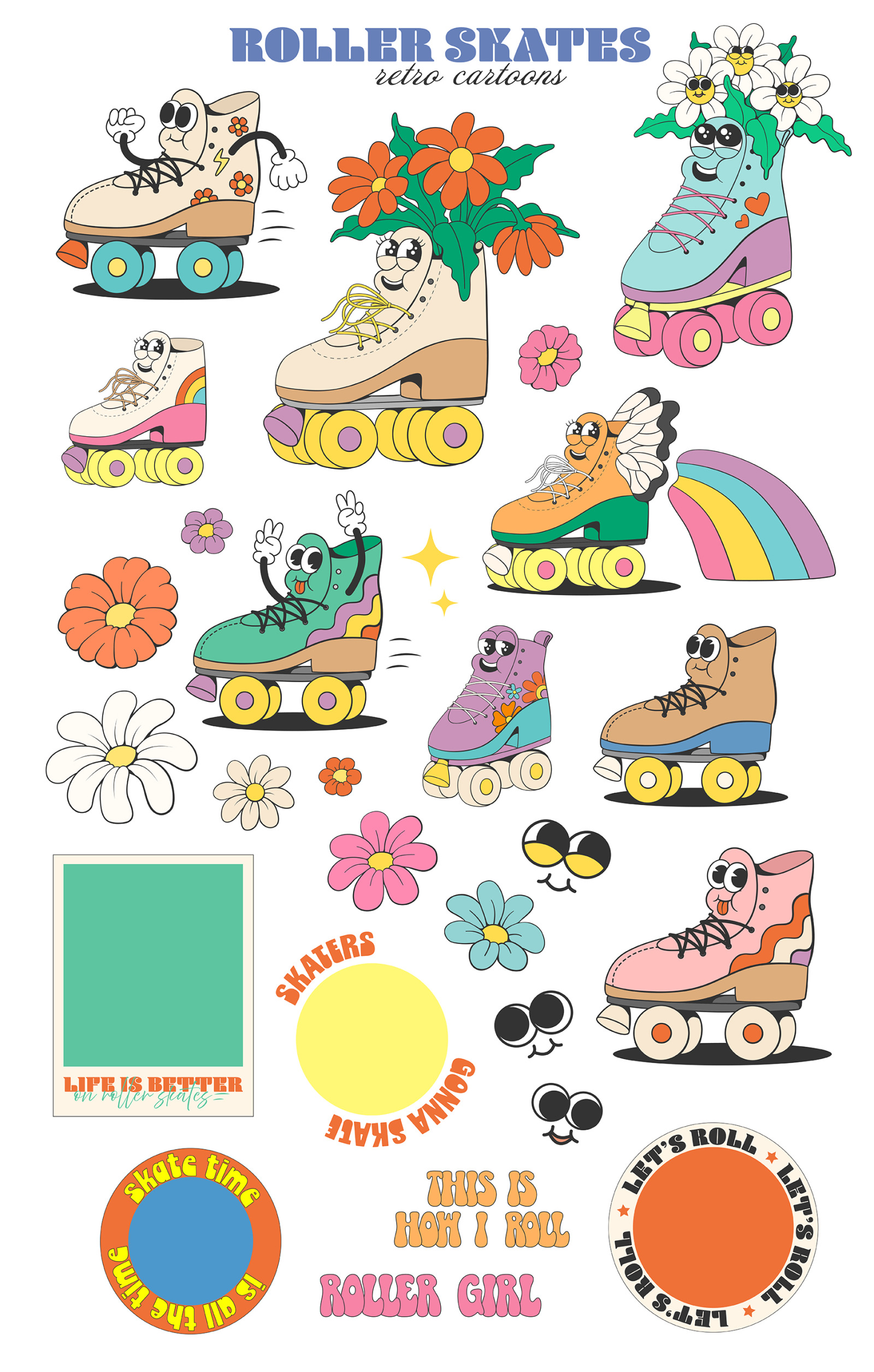 Retro roller skates mascot Retro roller skates mascot