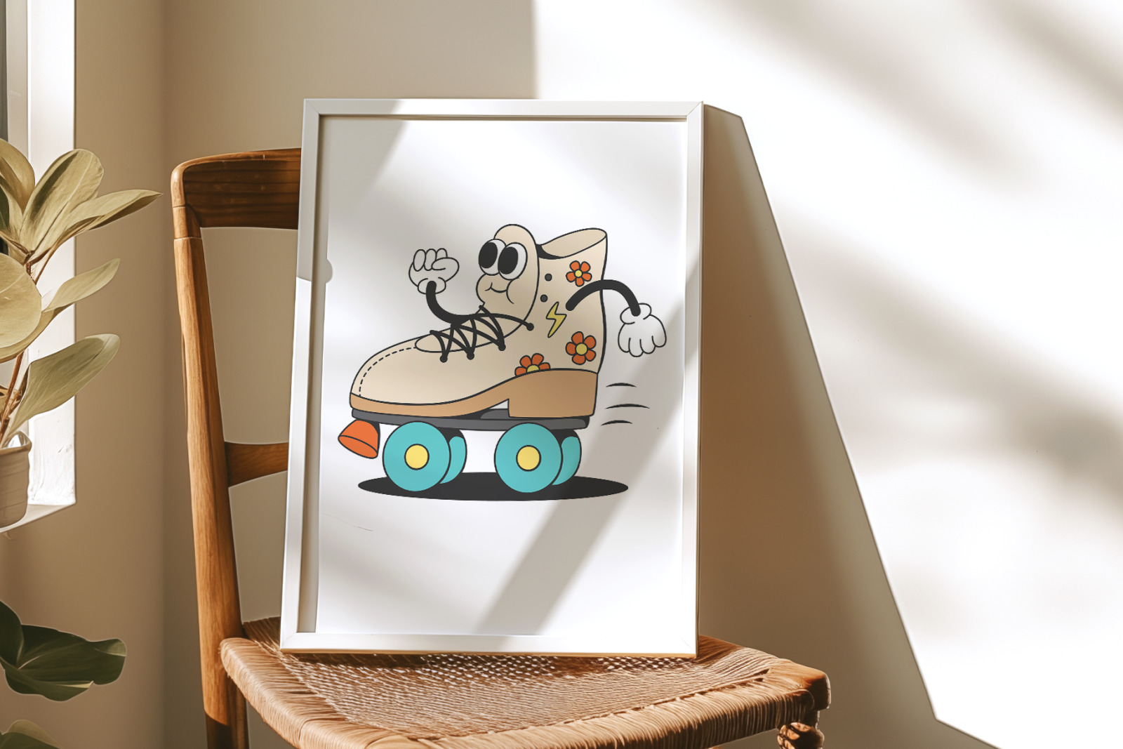 Retro roller skates mascot Retro roller skates mascot