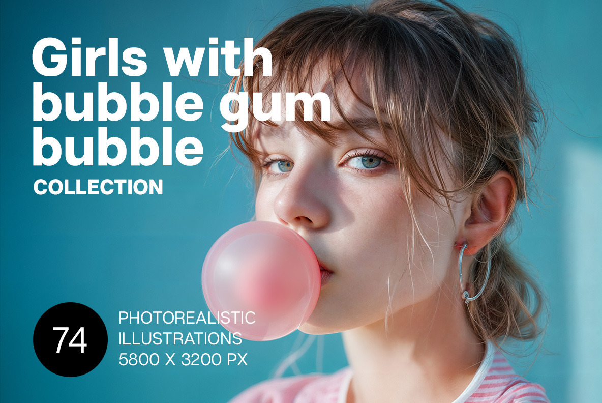 Girl with bubble gum bubble Girl with bubble gum bubble