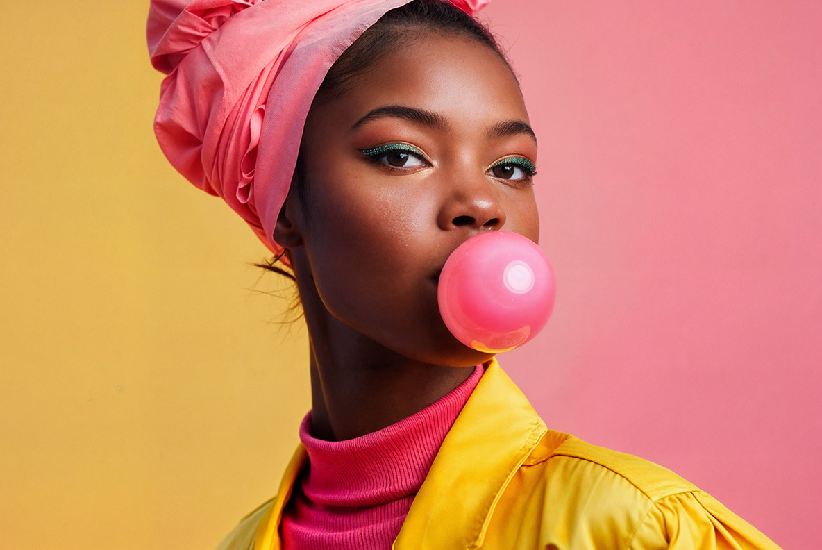 Girl with bubble gum bubble Girl with bubble gum bubble