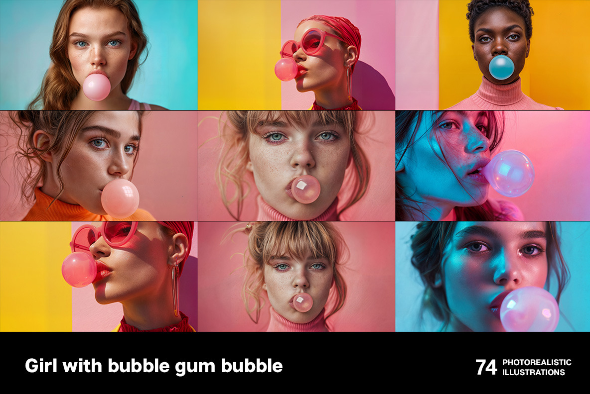 Girl with bubble gum bubble Girl with bubble gum bubble