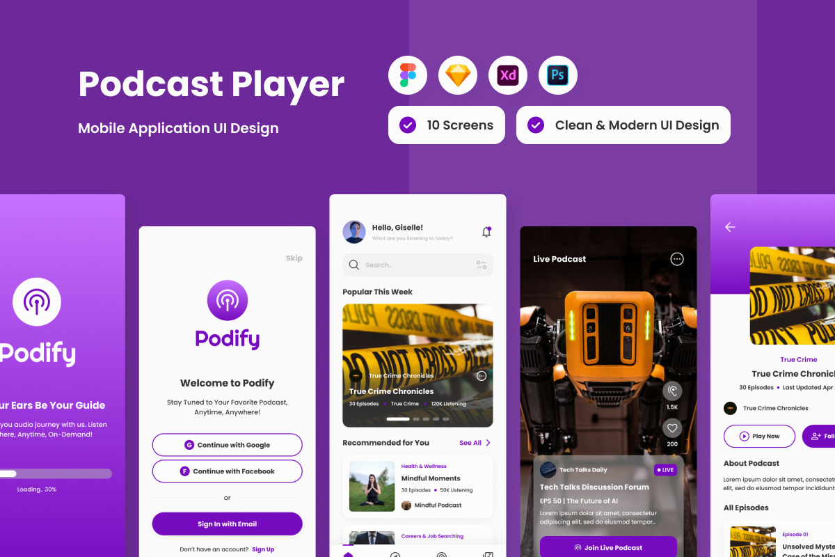 Podify - Podcast Player Mobile App Podify - Podcast Player Mobile App