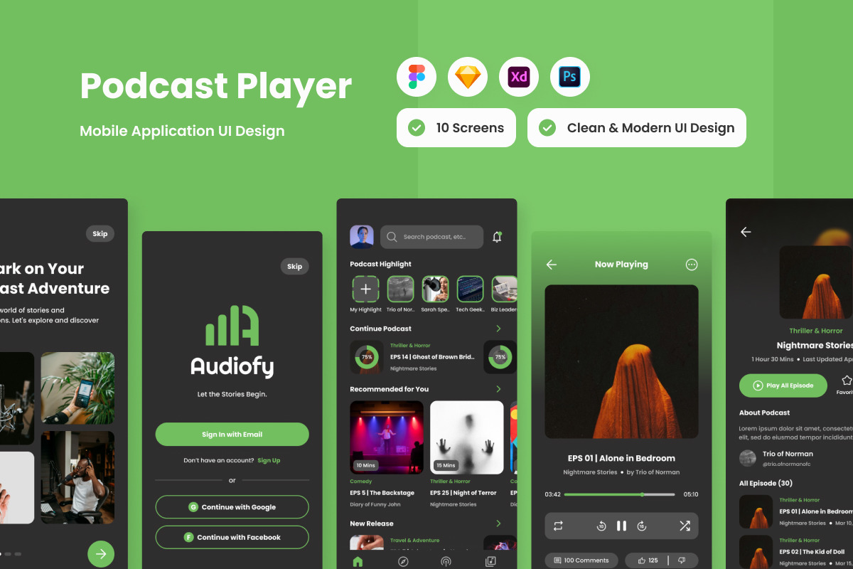 Audiofy - Podcast Player Mobile App