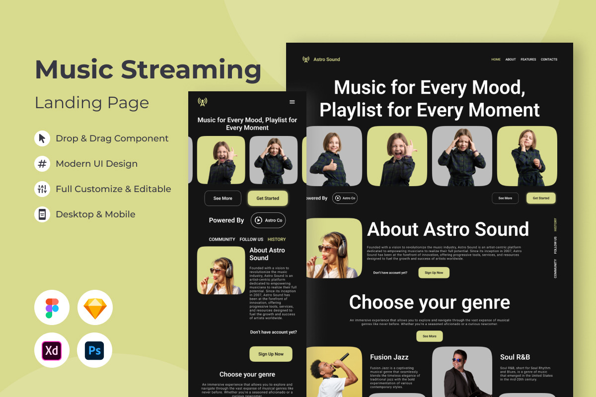 Astro Sound - Music Streaming Landing Page V1