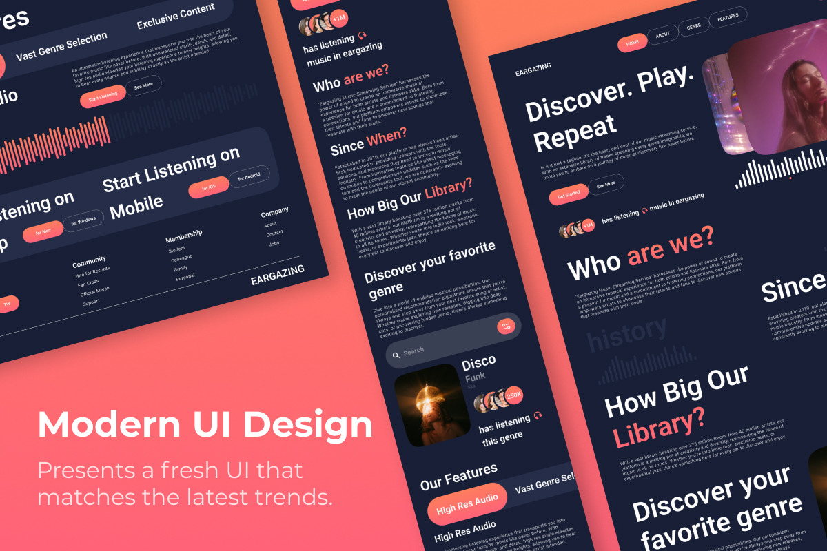 EarGazing - Music Streaming Landing Page V1 EarGazing - Music Streaming Landing Page V1