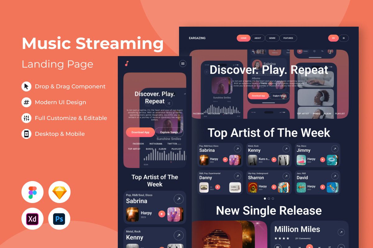 EarGazing - Music Streaming Landing Page V2