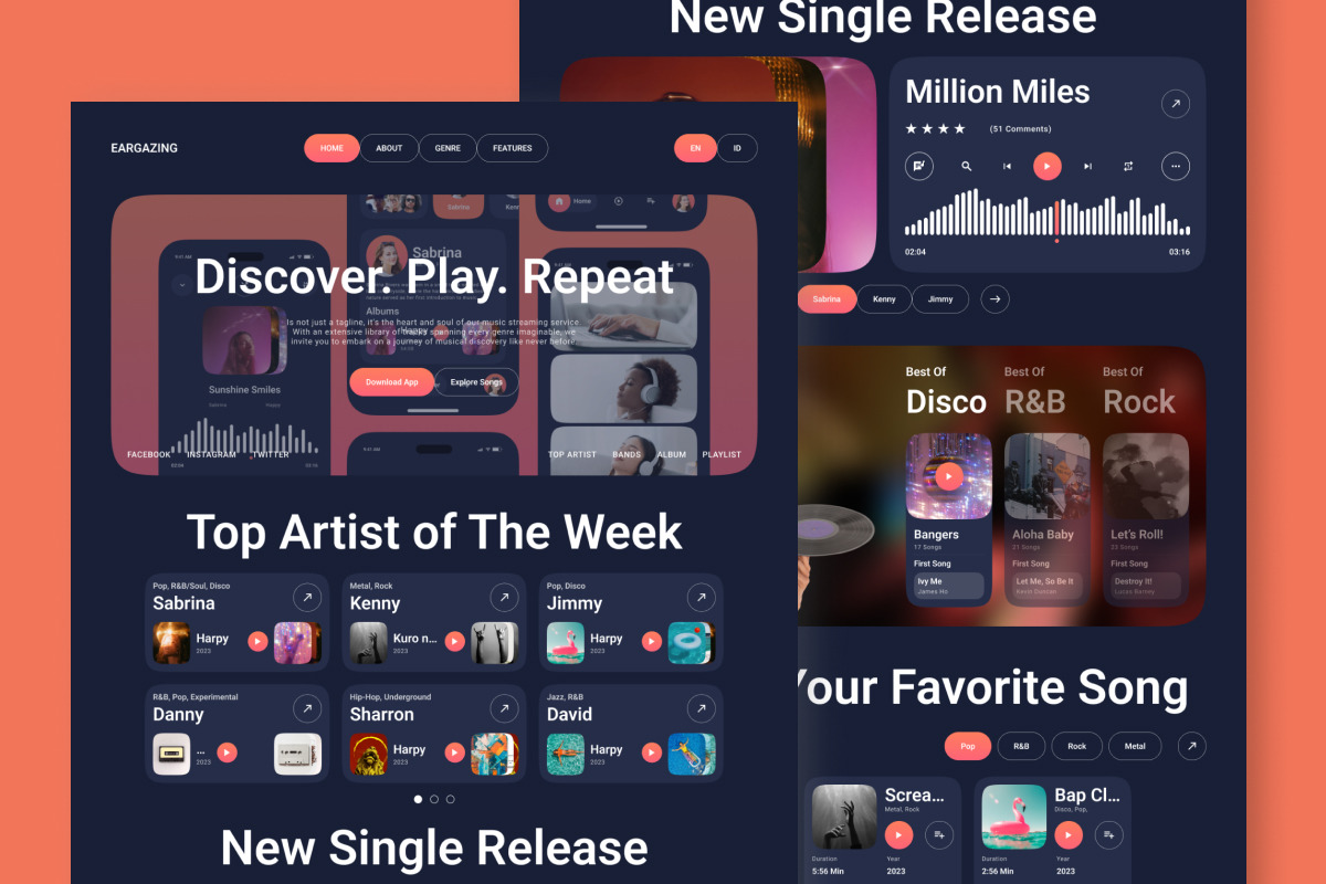 EarGazing - Music Streaming Landing Page V2