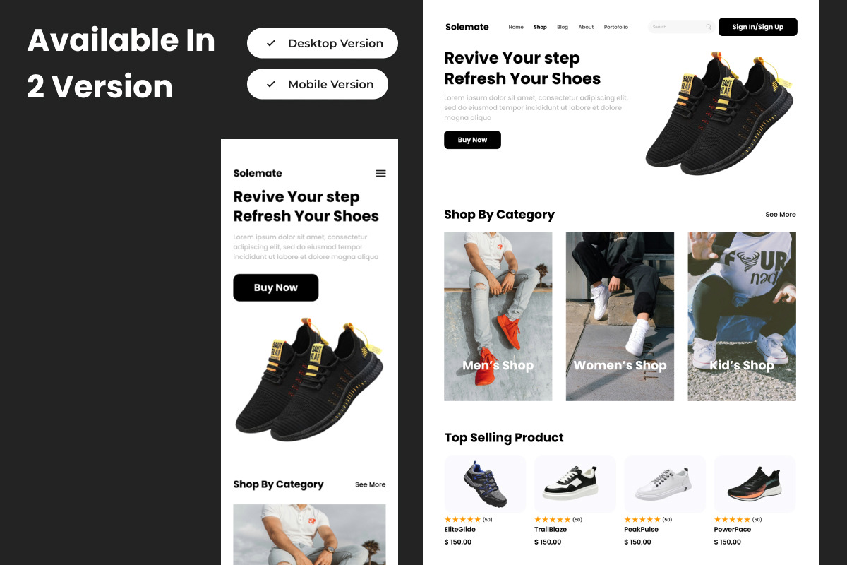 Solemate - Shoe Store Landing Page V2 Solemate - Shoe Store Landing Page V2