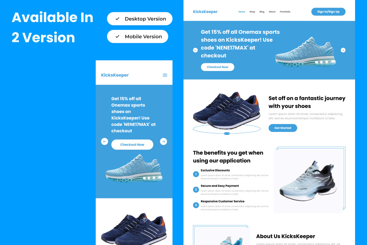 KicksKeeper - Shoe Store Landing Page V1