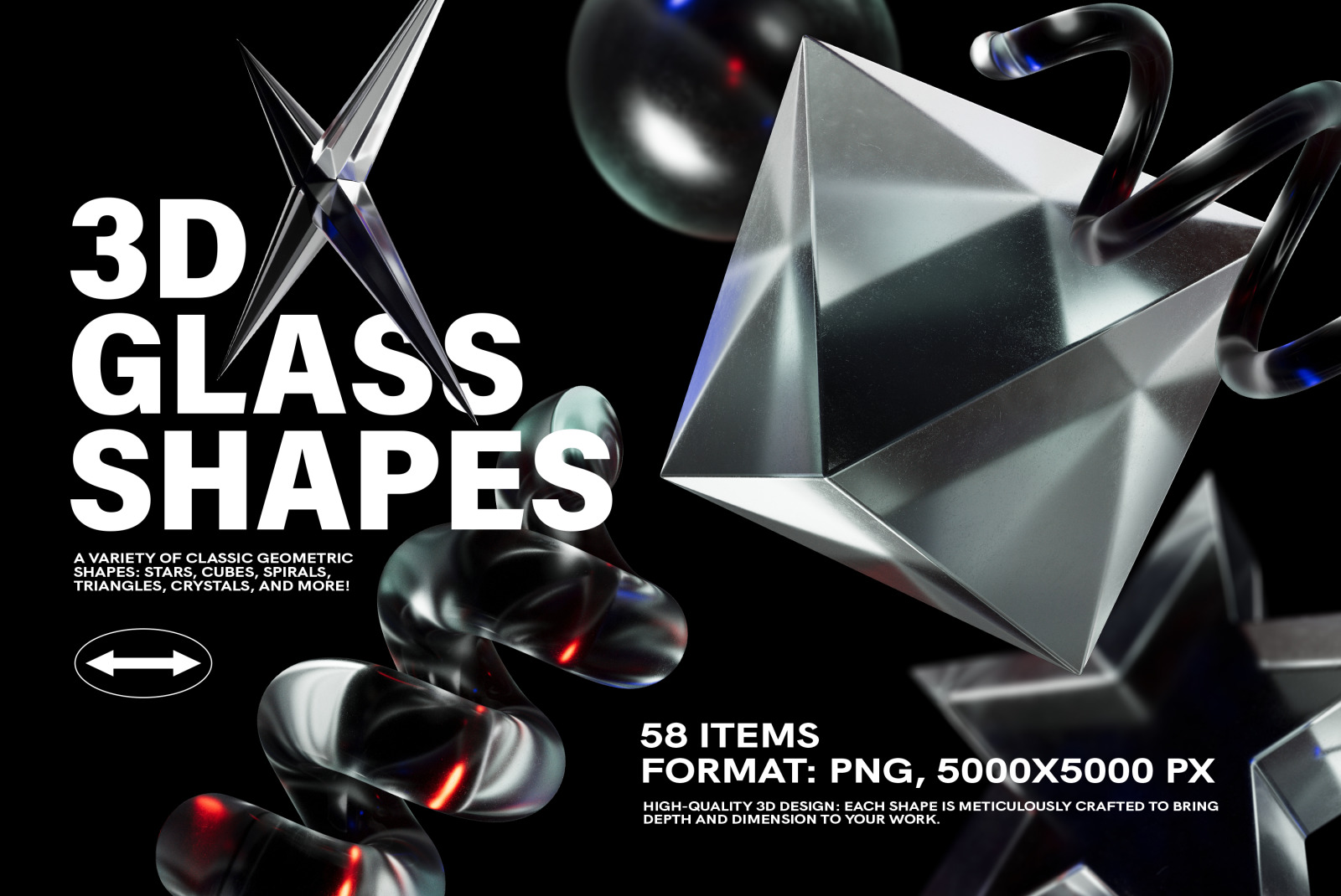 58 3D Glass Shapes 58 3D Glass Shapes