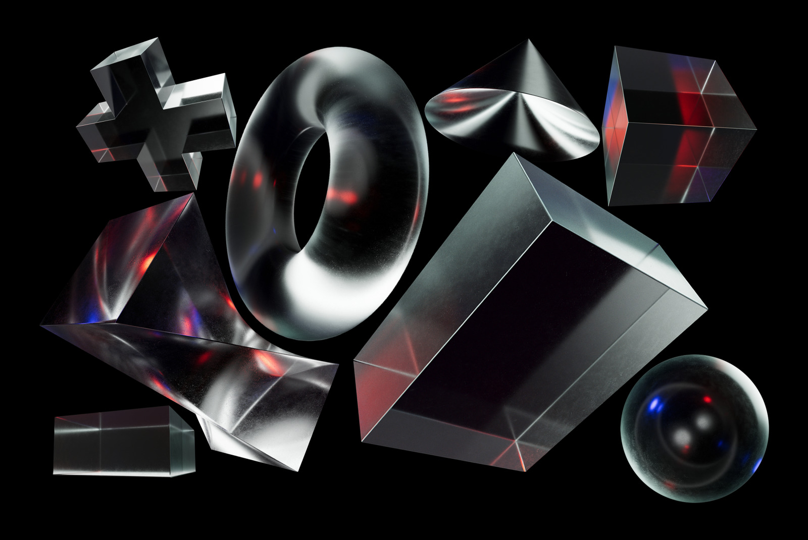 58 3D Glass Shapes 58 3D Glass Shapes