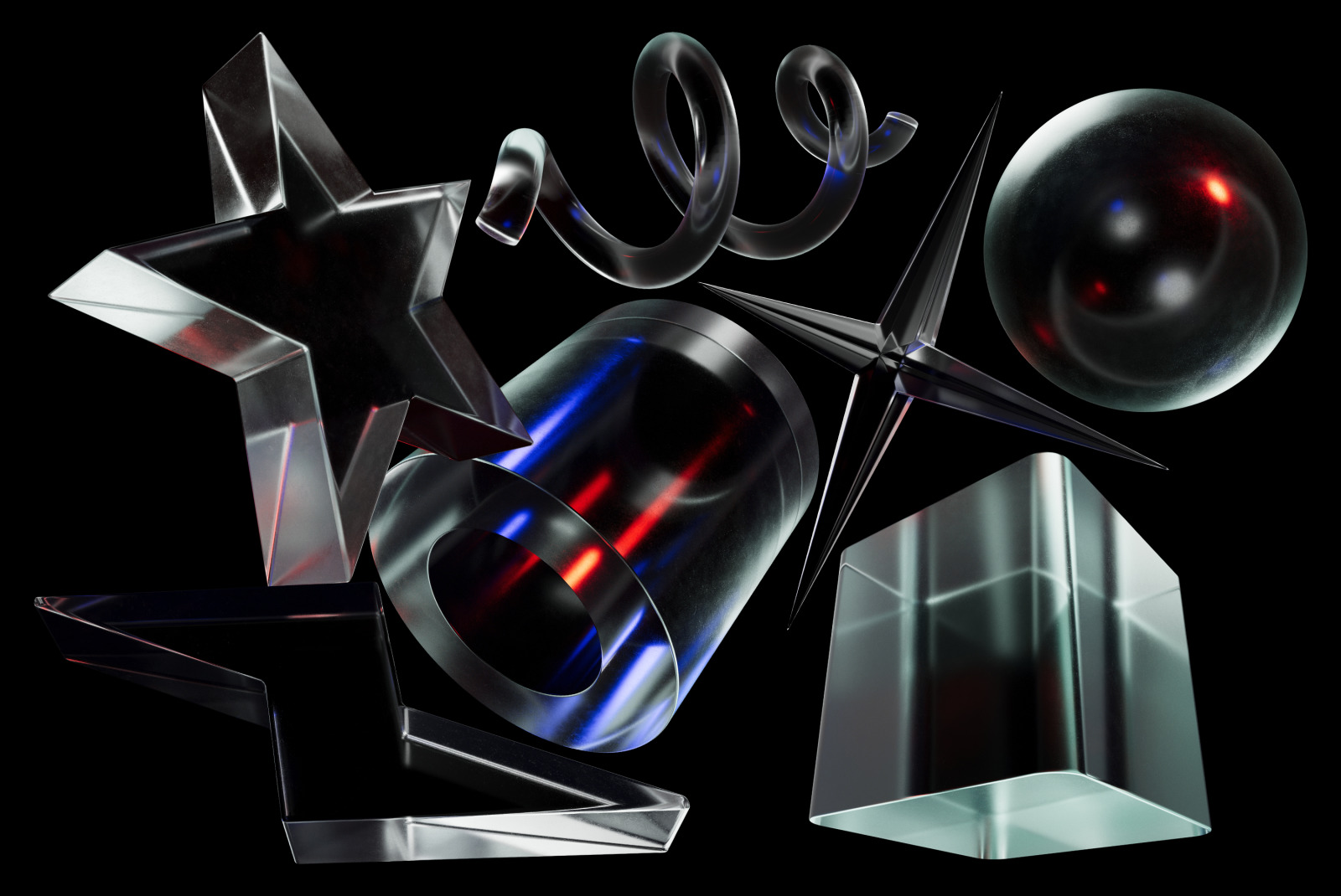 58 3D Glass Shapes