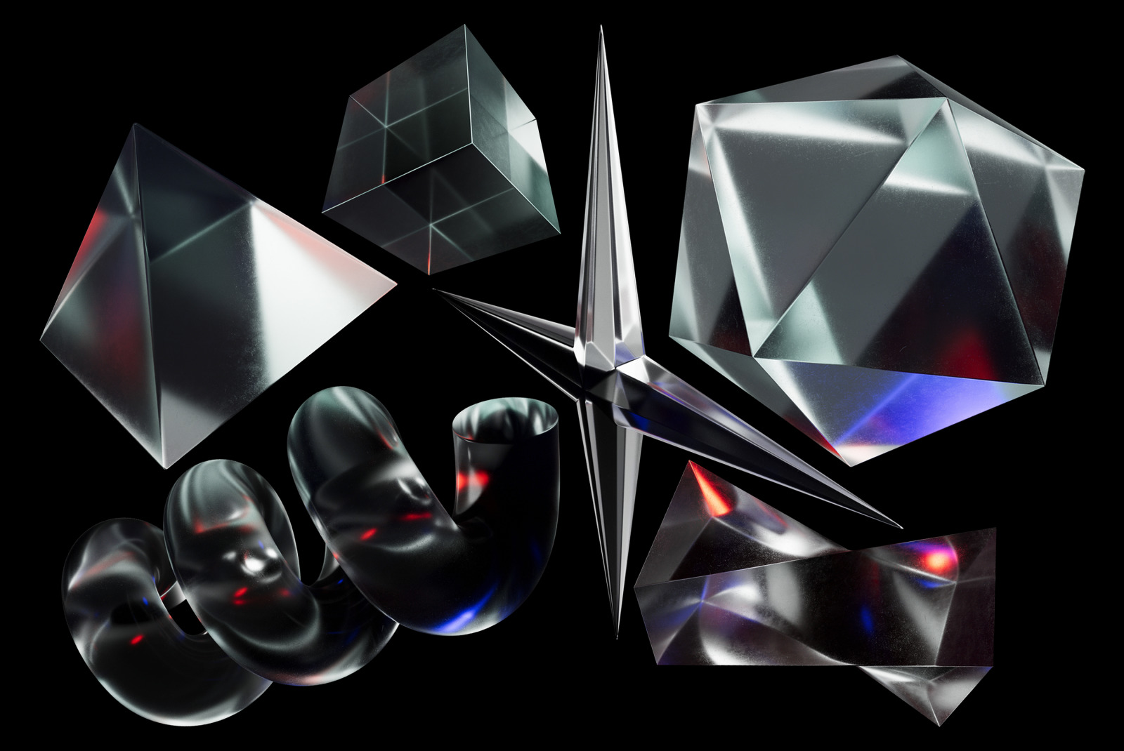 58 3D Glass Shapes 58 3D Glass Shapes