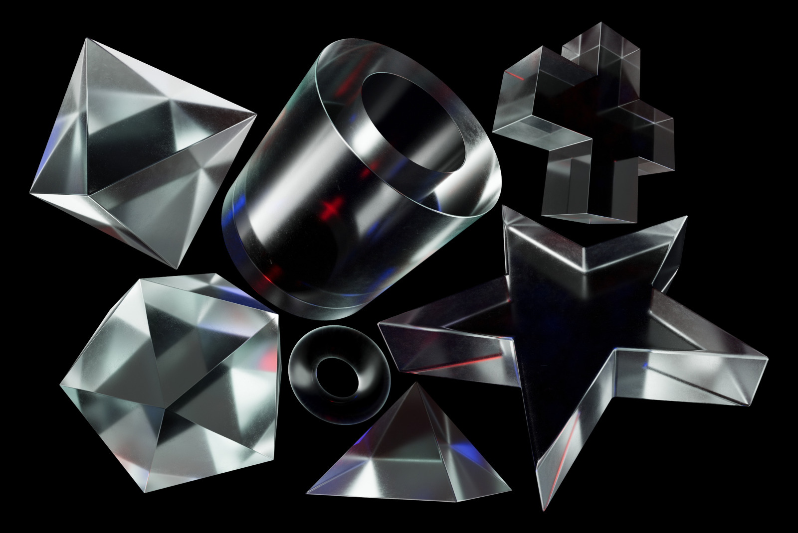 58 3D Glass Shapes 58 3D Glass Shapes