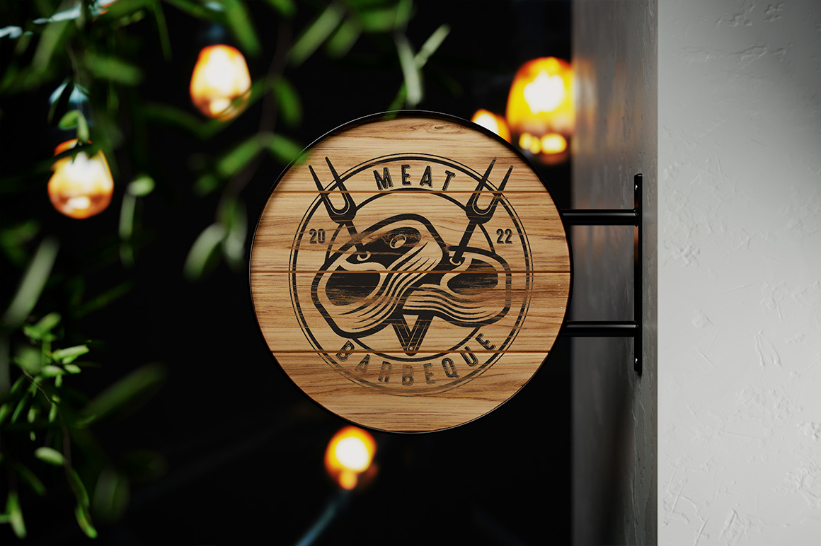 Round Hanging Wooden Sign Board Mockup Round Hanging Wooden Sign Board Mockup