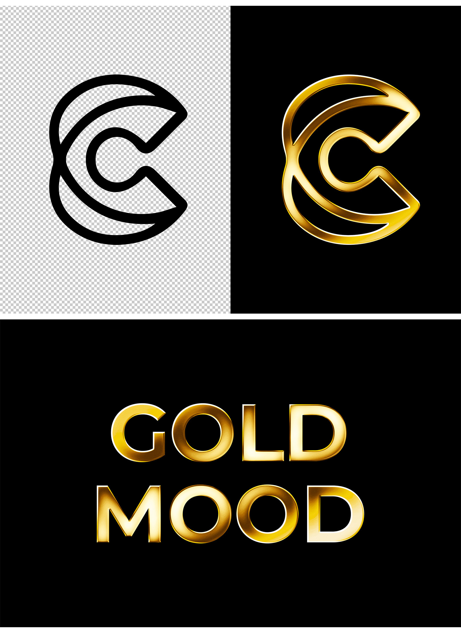 Gold Text &amp; Logo Mockup