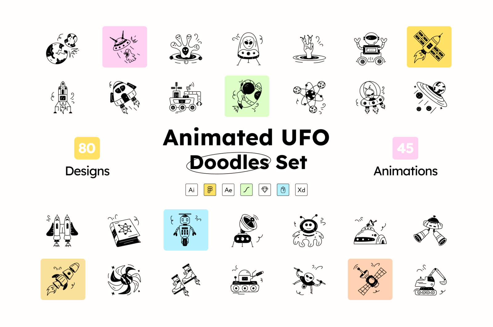 UFO Doodle Icons