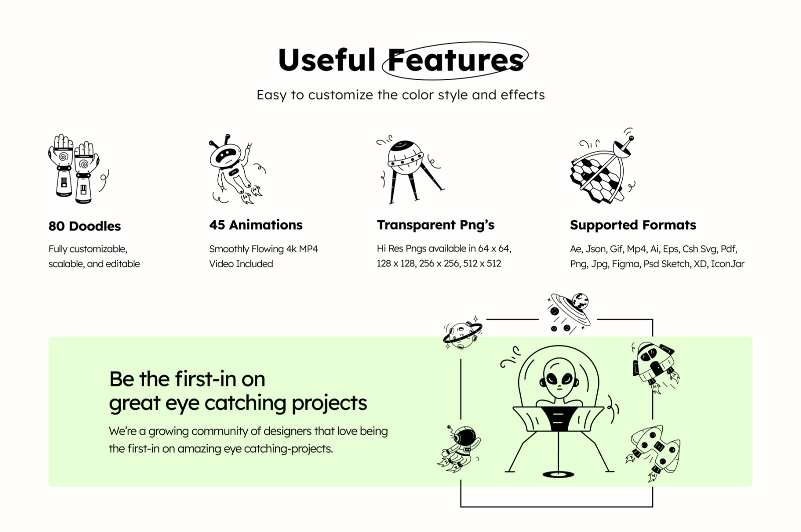 UFO Doodle Icons