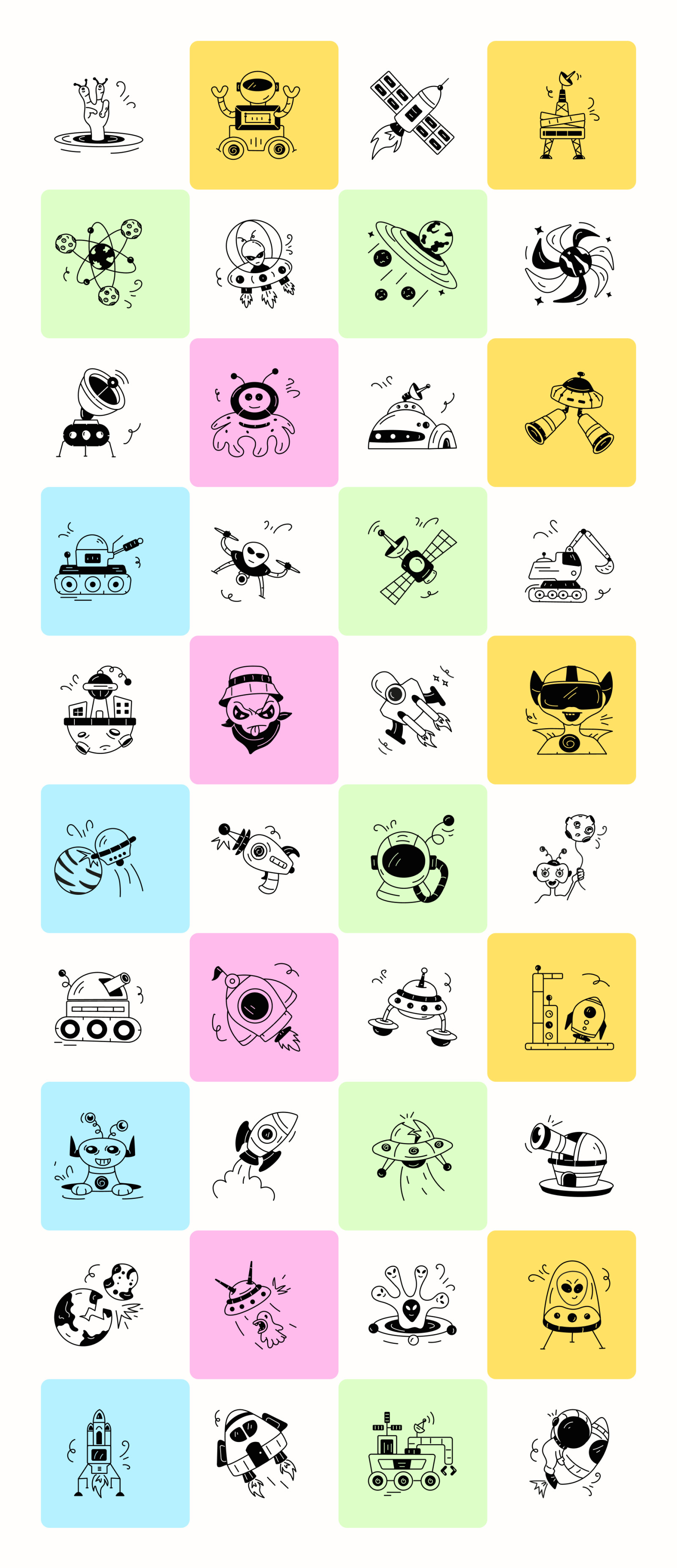 UFO Doodle Icons