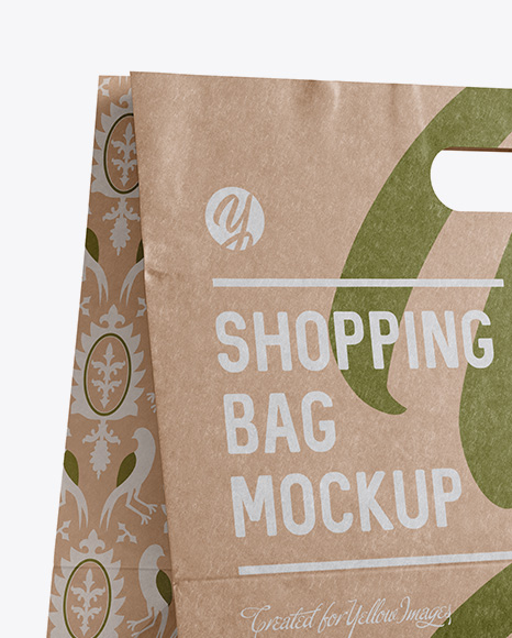 Kraft Paper Shopping Bag Mockup - Halfside View (Eye-Level Shot)