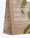 Kraft Paper Shopping Bag Mockup - Halfside View (Eye-Level Shot)