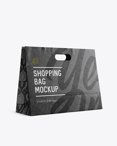 Kraft Paper Shopping Bag Mockup - Halfside View (Eye-Level Shot)