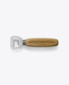 Bottle Opener W/ Wooden Grip Mockup - Top View Bottle Opener W/ Wooden Grip Mockup - Top View