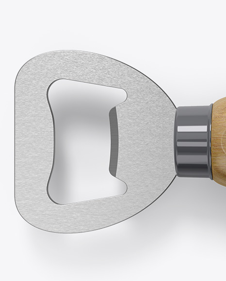 Bottle Opener W/ Wooden Grip Mockup - Top View Bottle Opener W/ Wooden Grip Mockup - Top View
