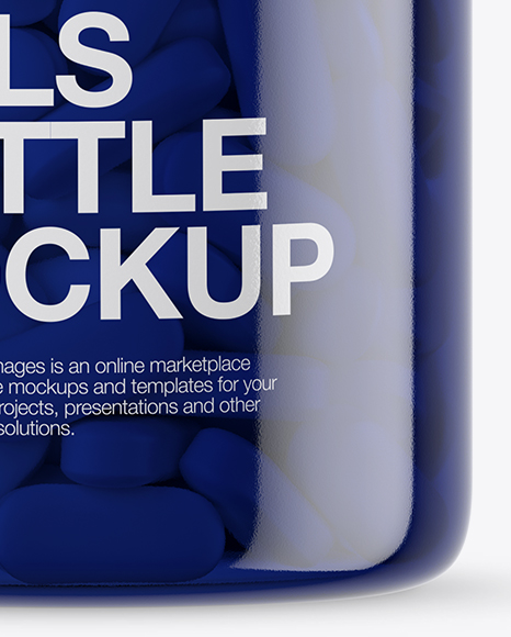 Blue Pills Bottle Mockup Blue Pills Bottle Mockup