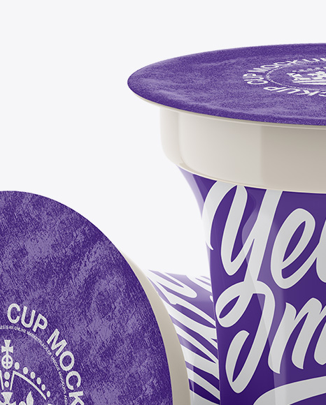 Two Glossy Sour Cream Cup Mockup