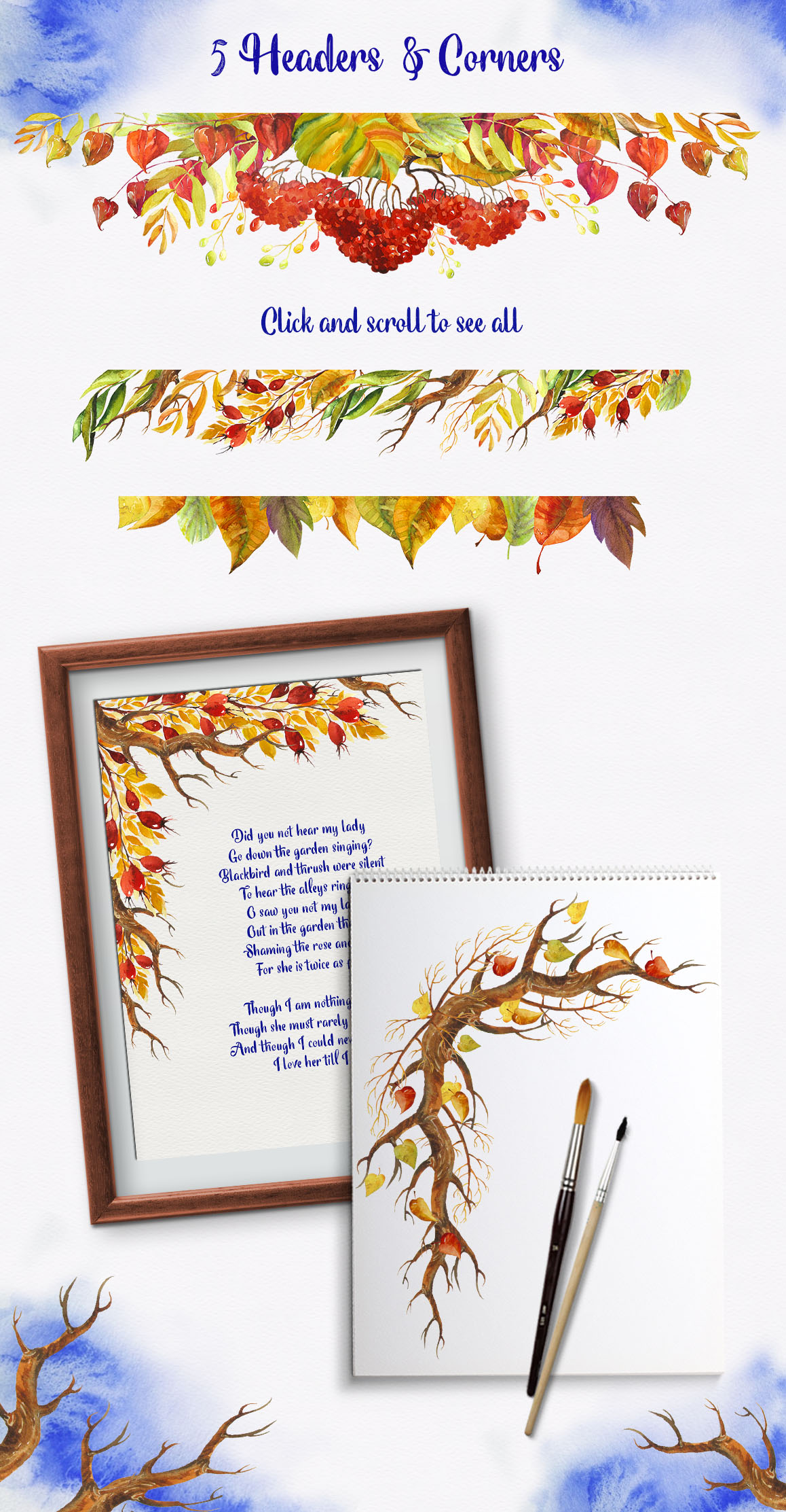 Watercolor Fall Floral Clip Art Watercolor Fall Floral Clip Art