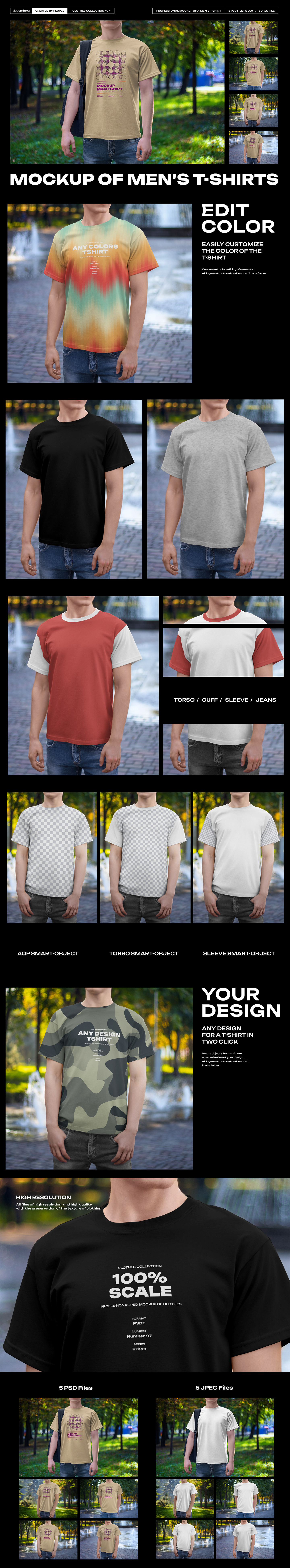 5 Mockups Man T-Shirt on the Street