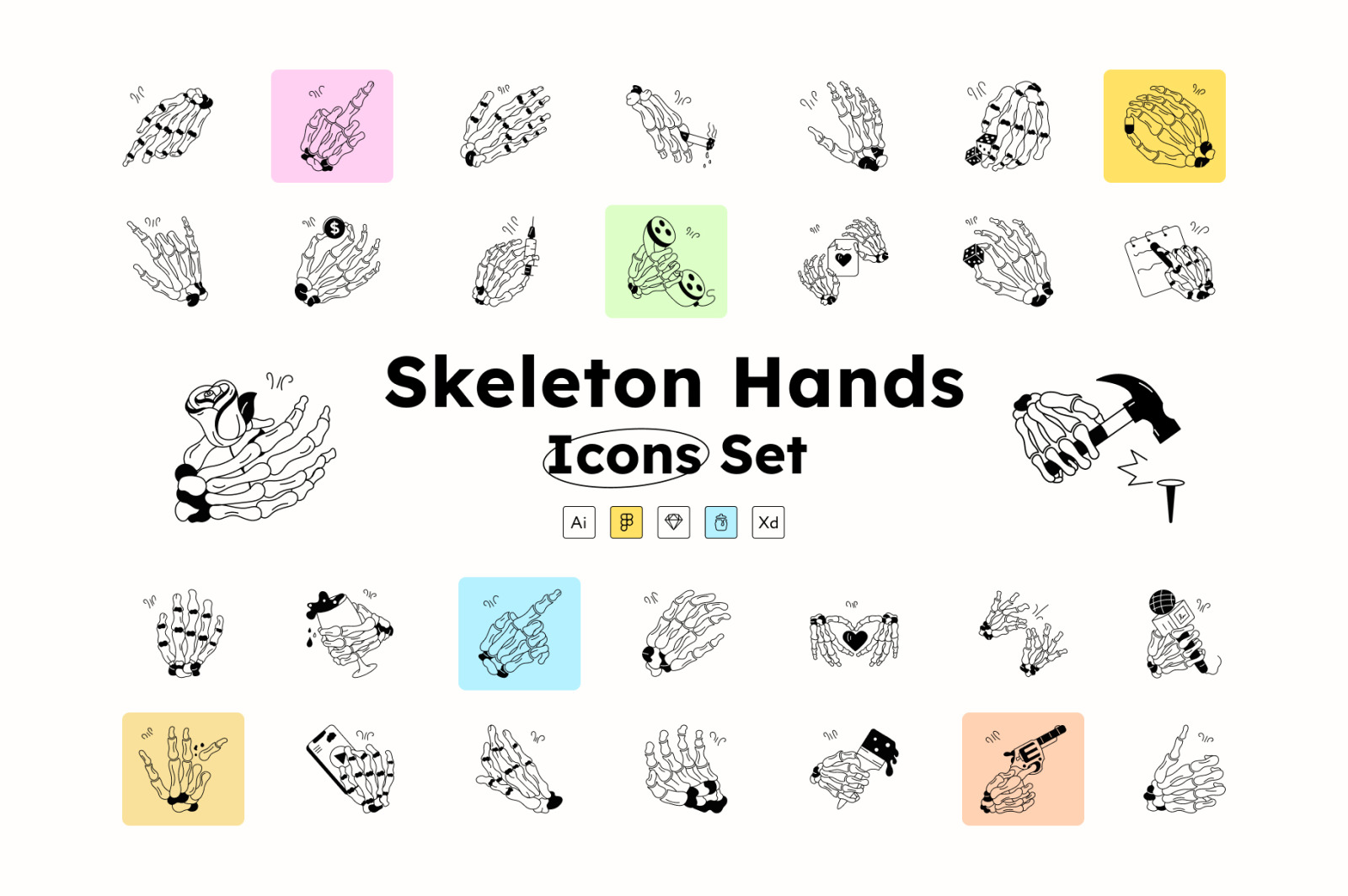 Skeleton Hand Doodles