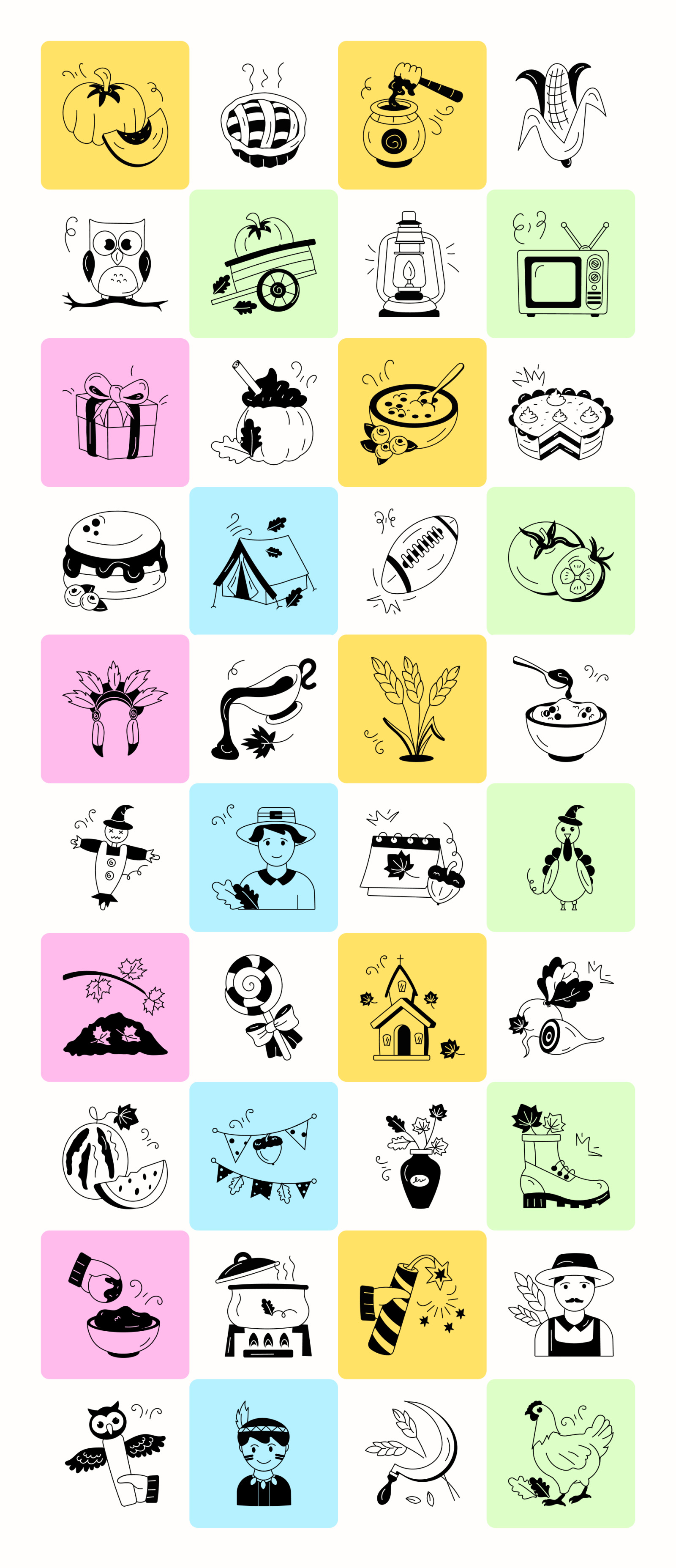 Animated Thanksgiving Doodle Icons Animated Thanksgiving Doodle Icons