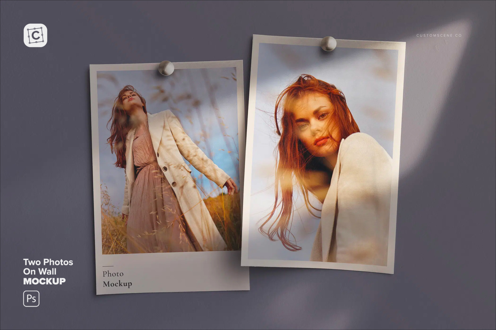 Two Photos Mockup On Wall Two Photos Mockup On Wall