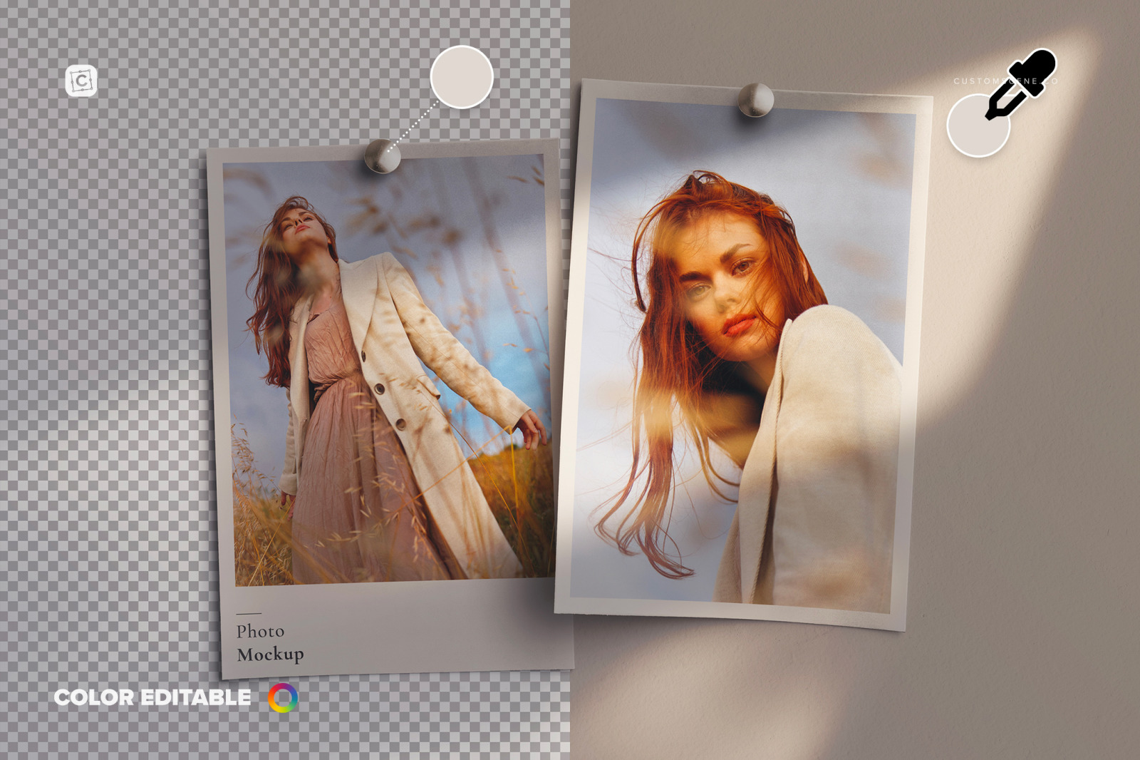 Two Photos Mockup On Wall Two Photos Mockup On Wall