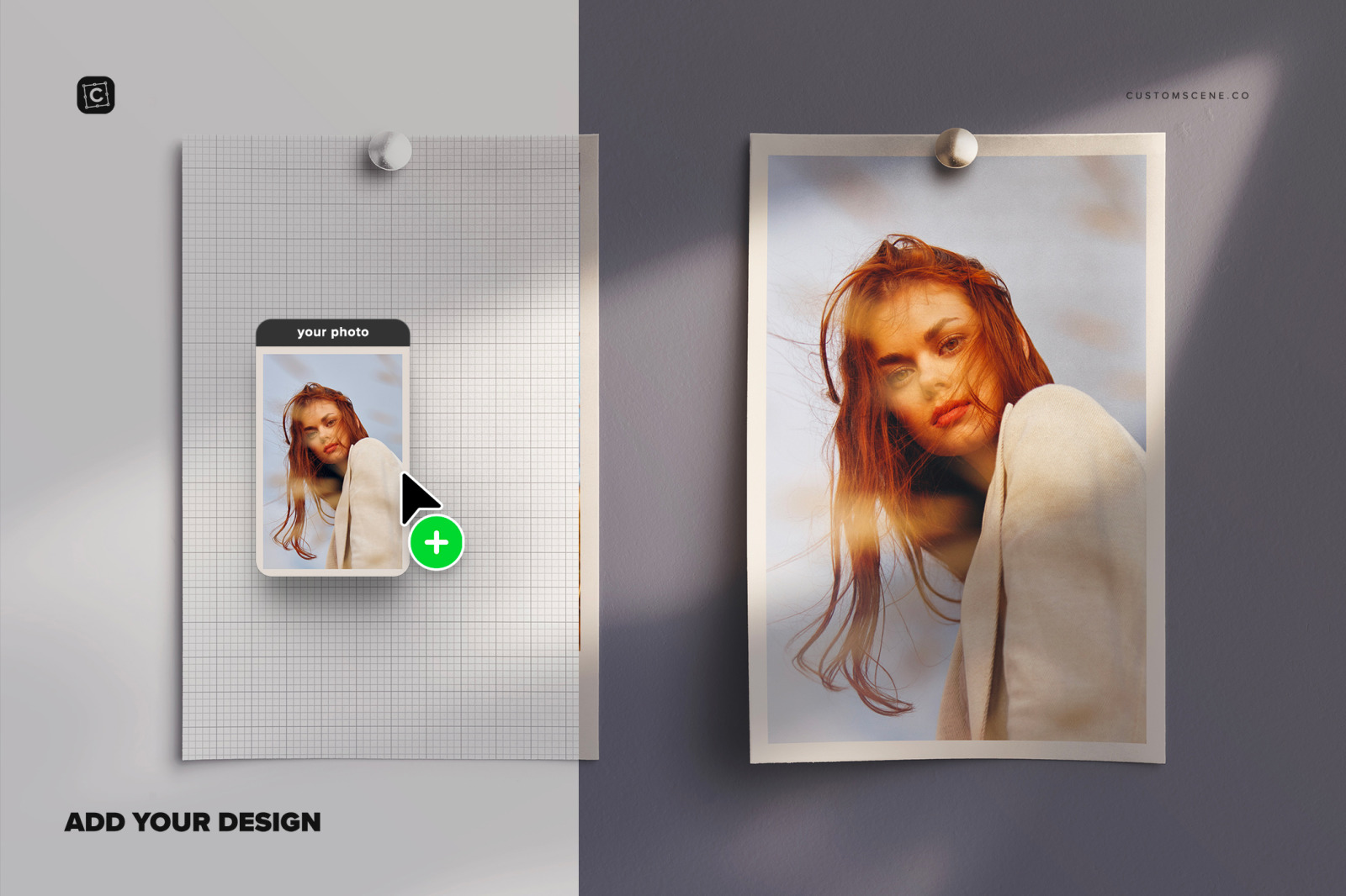 Two Photos Mockup On Wall Two Photos Mockup On Wall