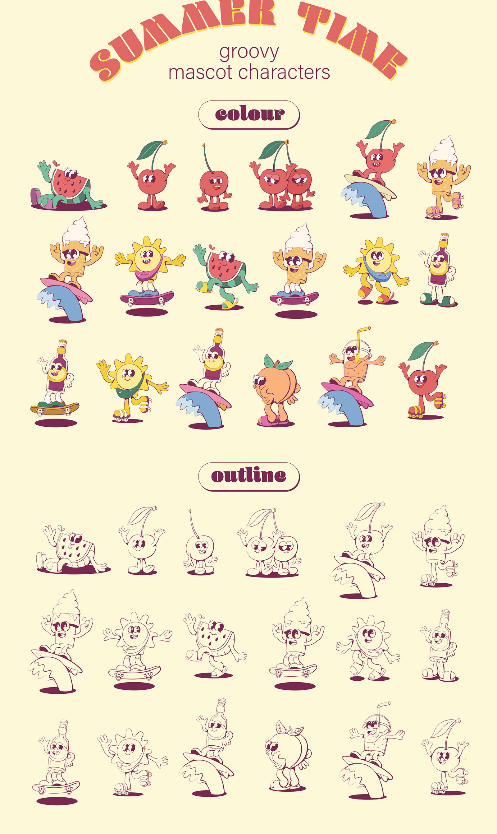 Groovy Summer Mascots Groovy Summer Mascots