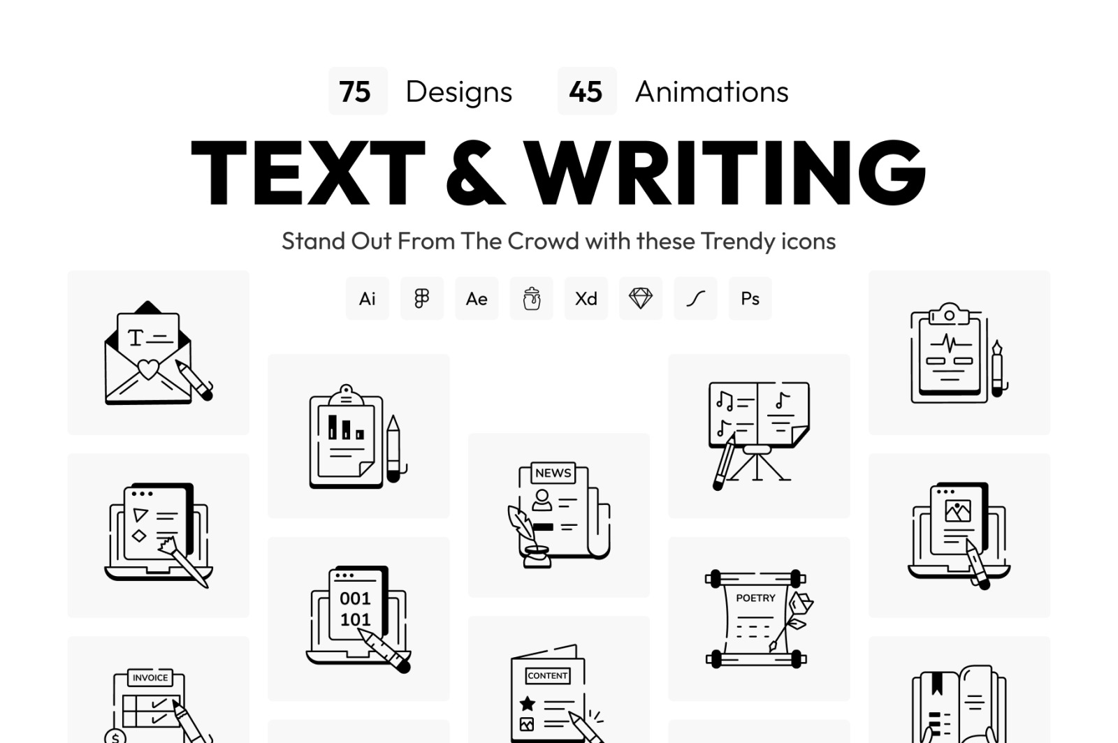 Animated Text and Writing Icons