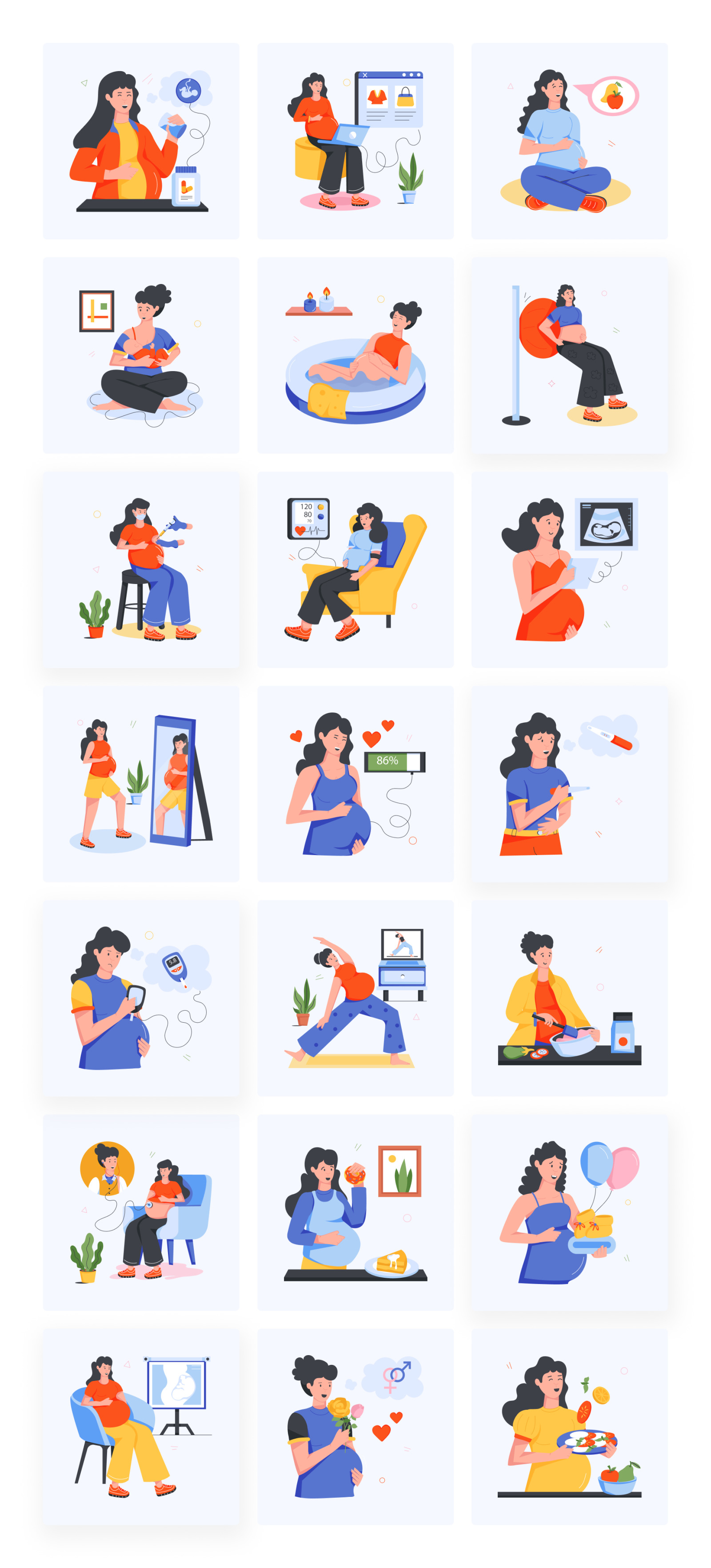 Pregnant Woman Icons Pregnant Woman Icons