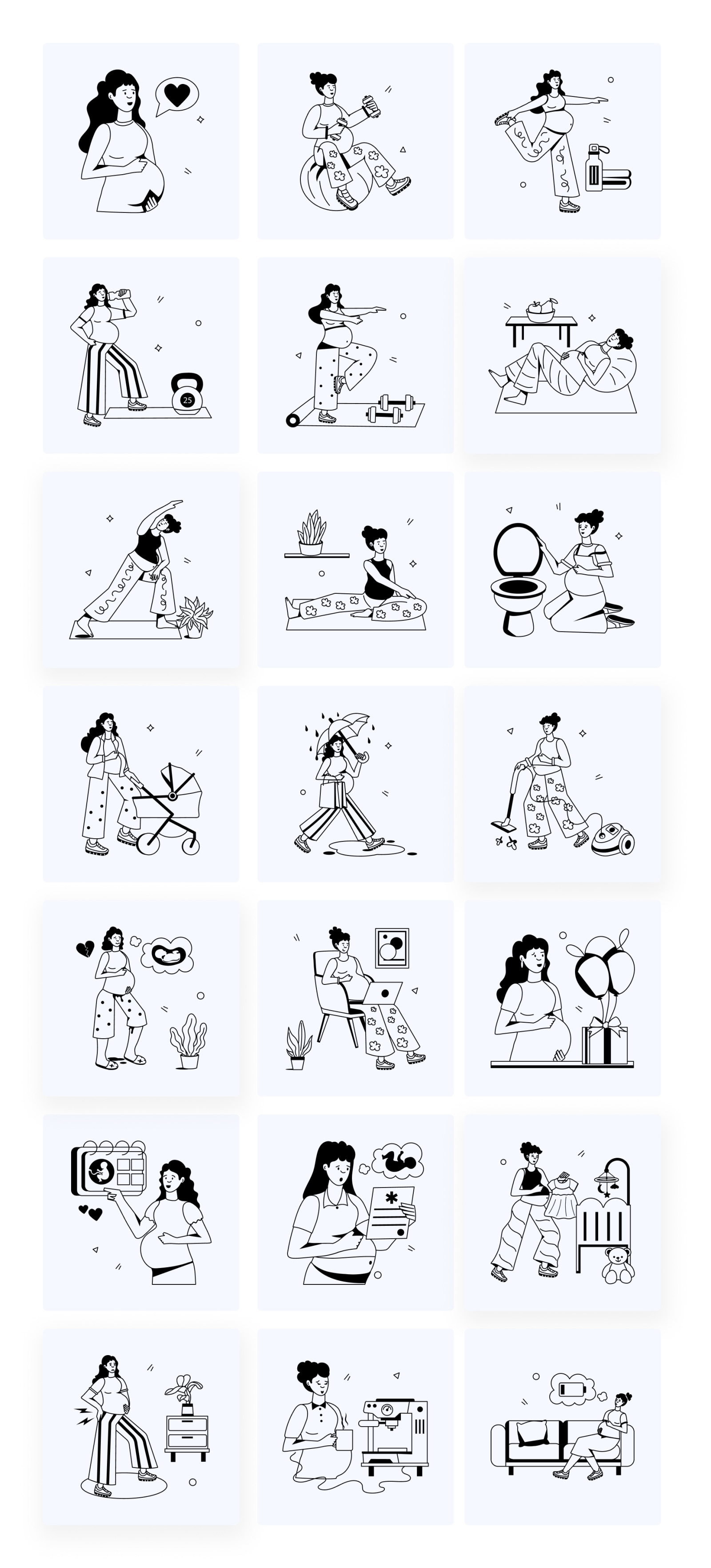 Pregnant Woman Icons Pregnant Woman Icons