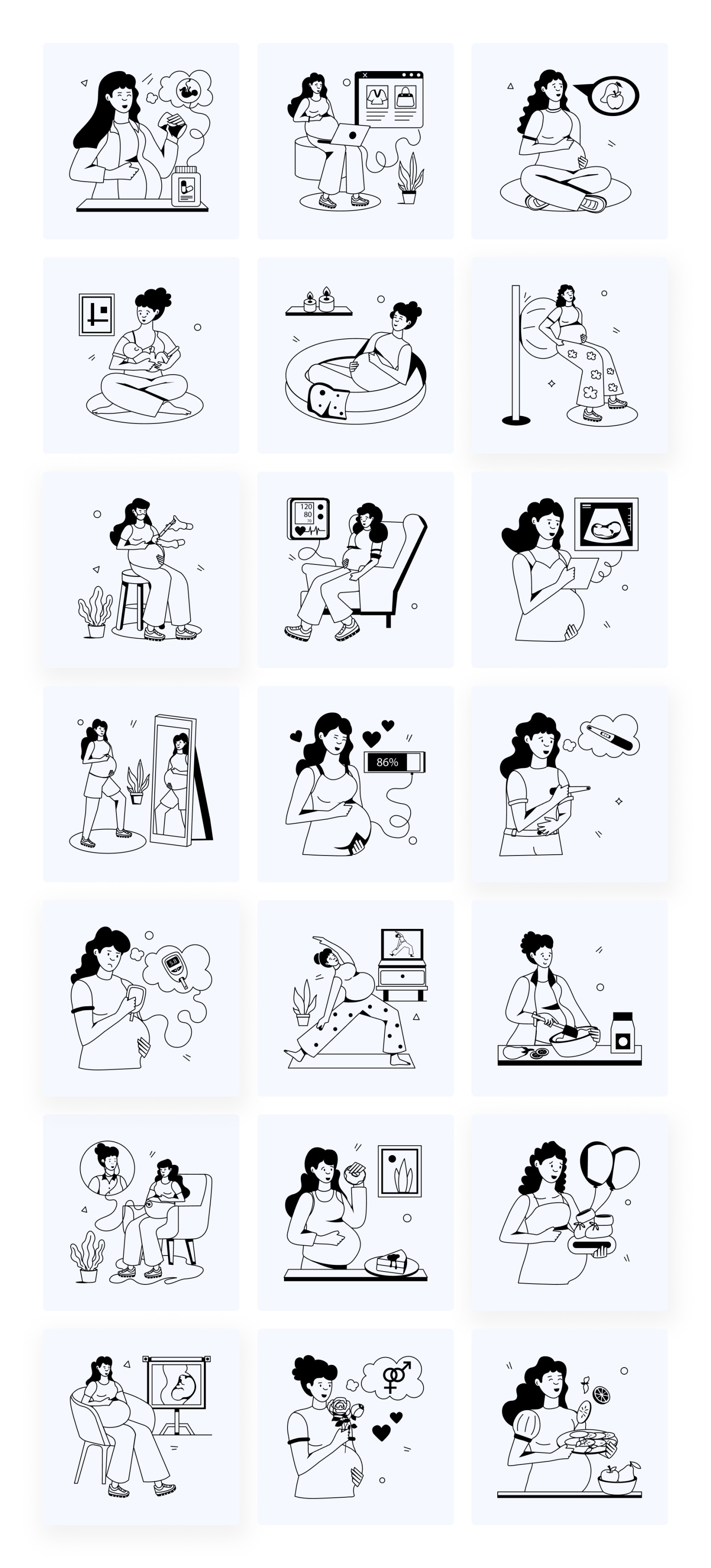 Pregnant Woman Icons Pregnant Woman Icons