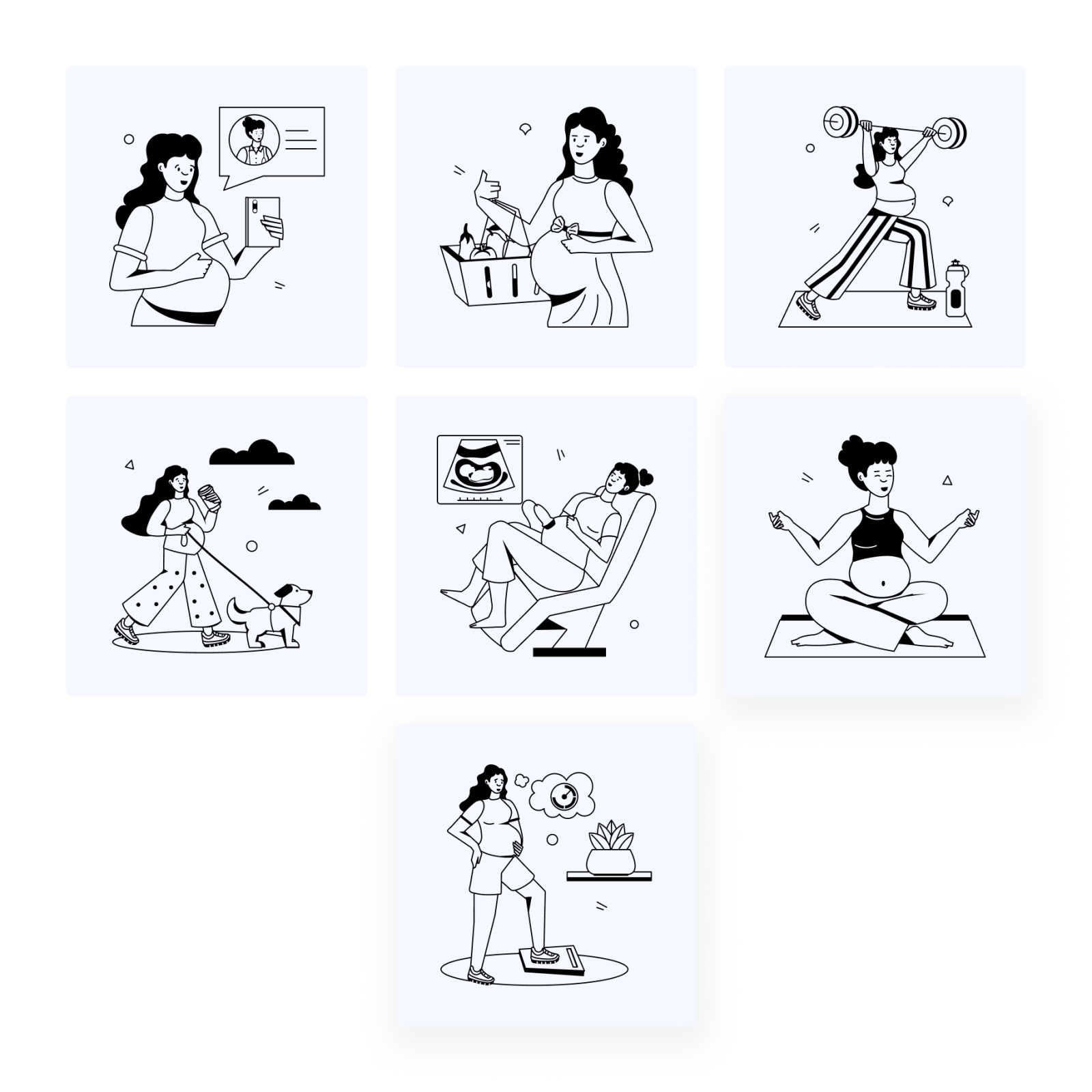 Pregnant Woman Icons Pregnant Woman Icons