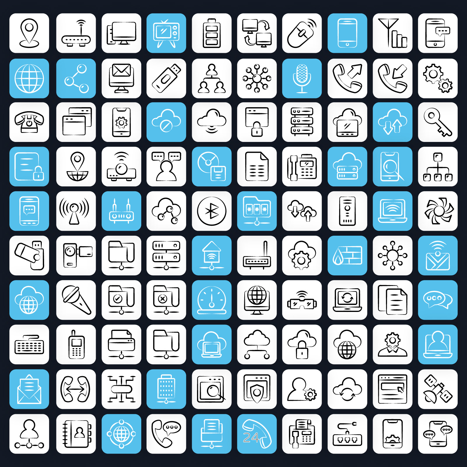 Network and Communication Doodle Icons