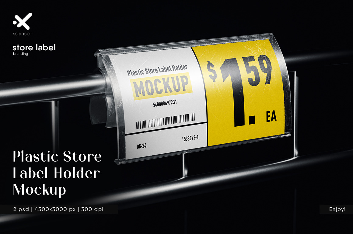 Plastic Store Label Holder Mockup