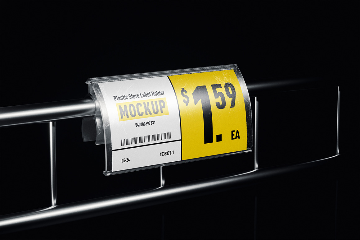 Plastic Store Label Holder Mockup